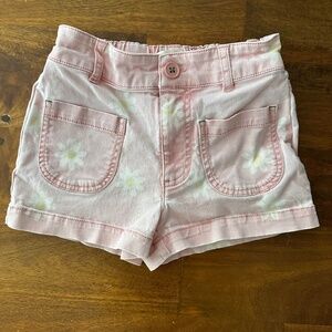High Waisted Pink Daisy Denim Shorts